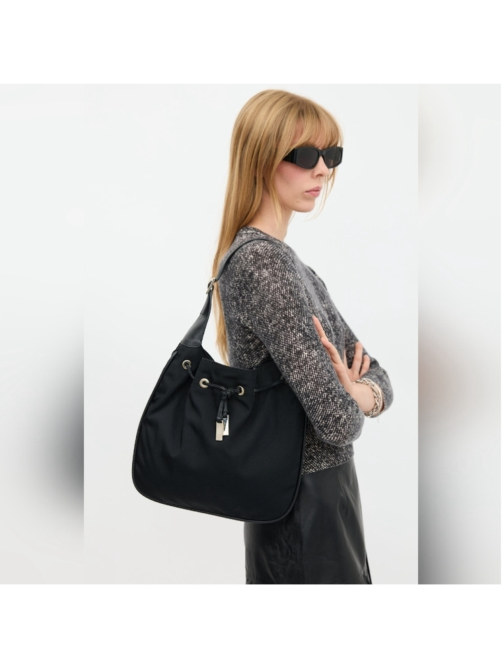 Gucci Nylon Drawstring Shoulder Bag in VGUC
